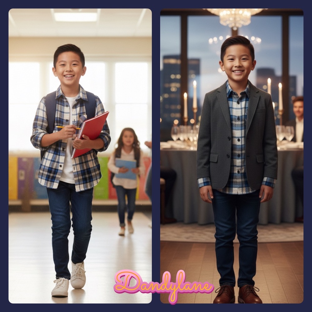 Zara Kids Blue and White Checkered Button-Down Shirt